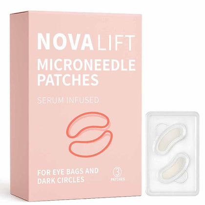 Front view of NOVALIFT MicroGlow Eye Patches packaging