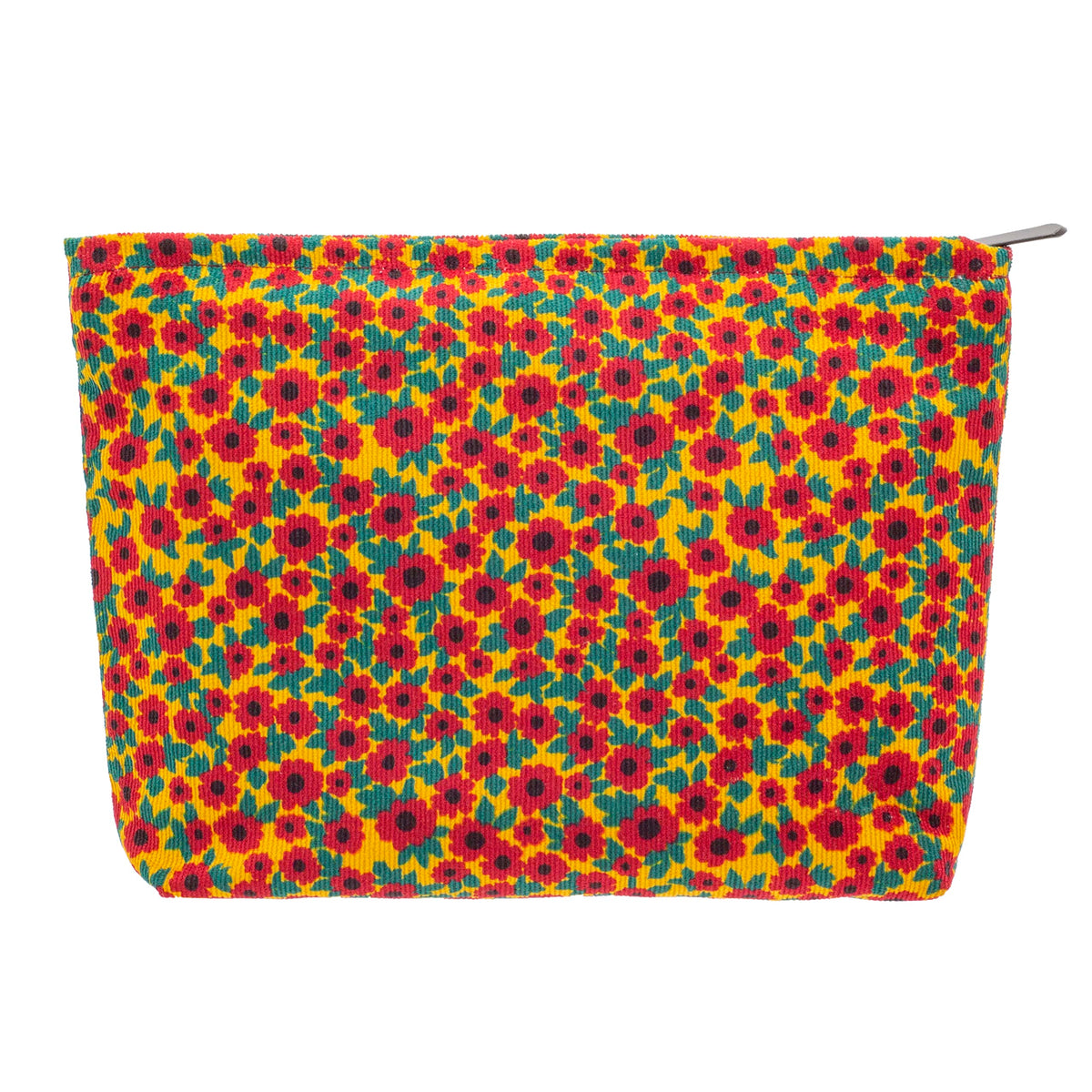 Front view of PAZIMIIK Flat Makeup Bag in floral red