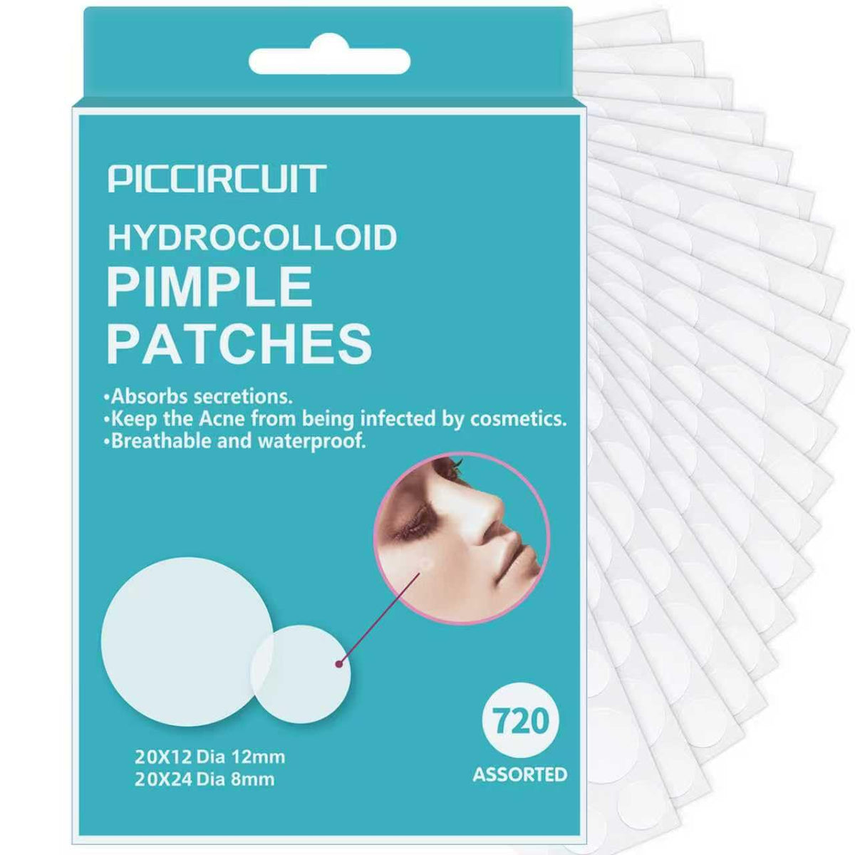 Front view of PICcircuit Pimple Patches packaging