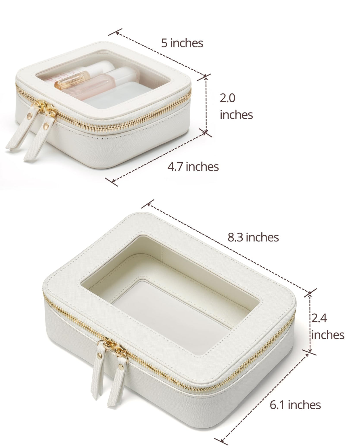 Front view of Popvibe Clear Makeup Bag with zipper