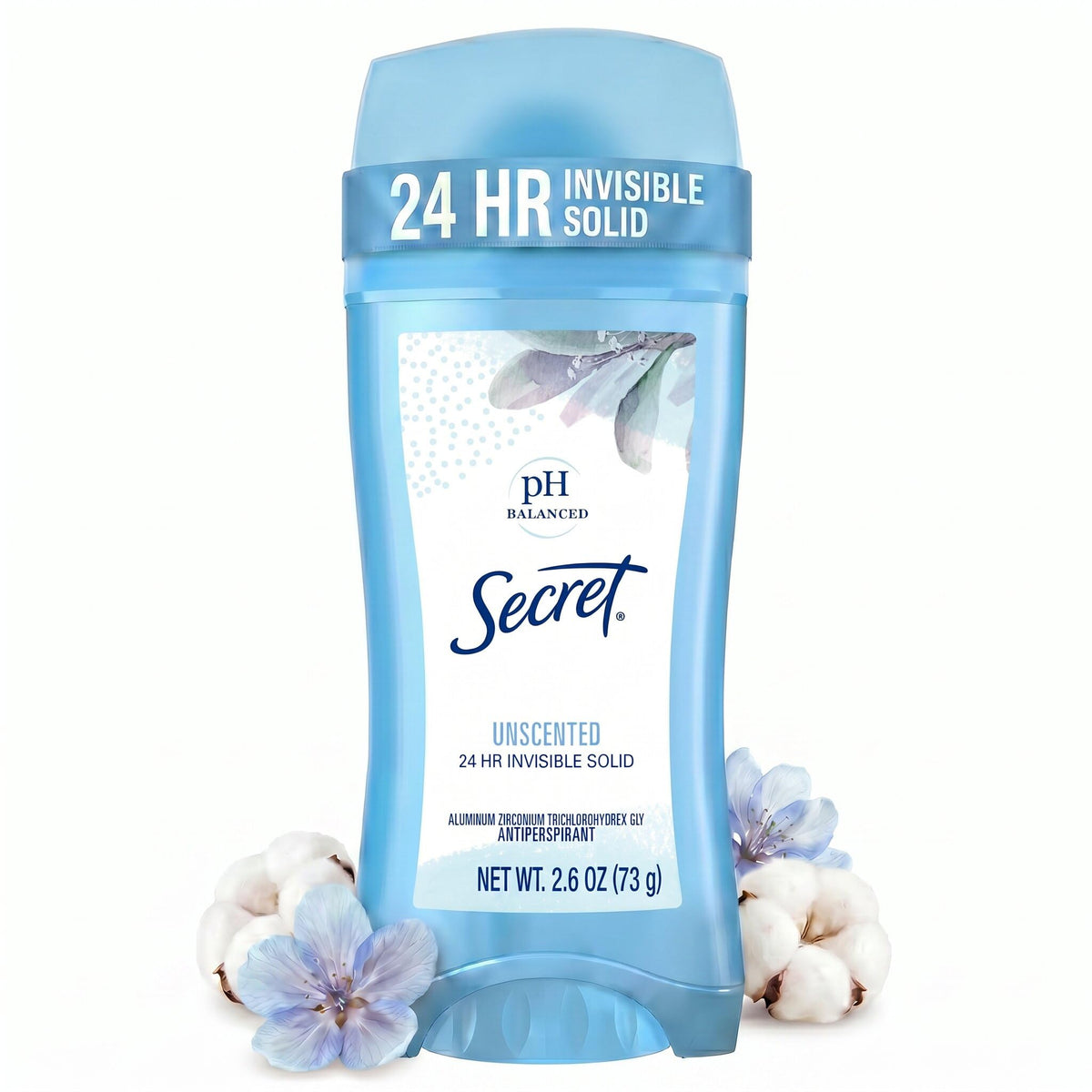 Front view of Secret Original Unscented Women's Antiperspirant 2.6oz