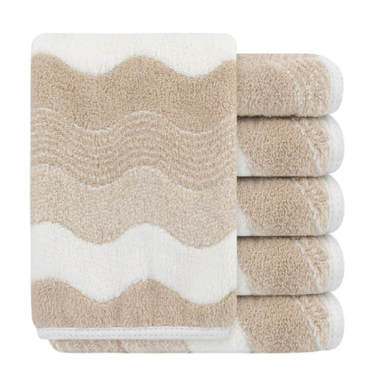 Front view of SINLAND Ultra Soft Microfiber Face Towel 12x12 inch in coral velvet