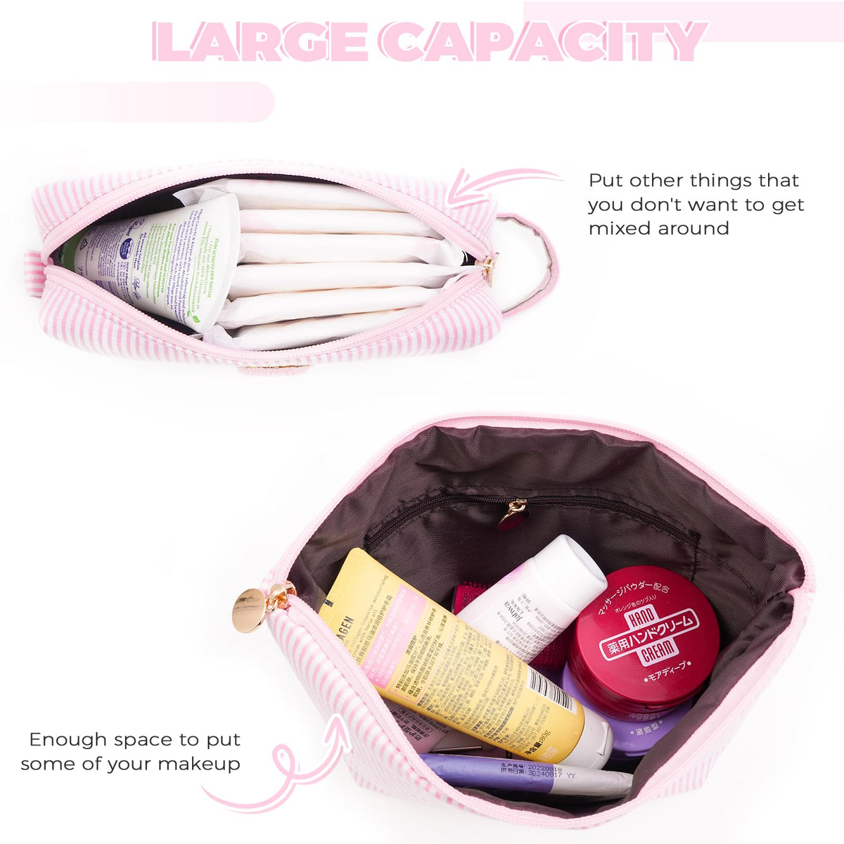 Front view of the larger Btffitting makeup bag