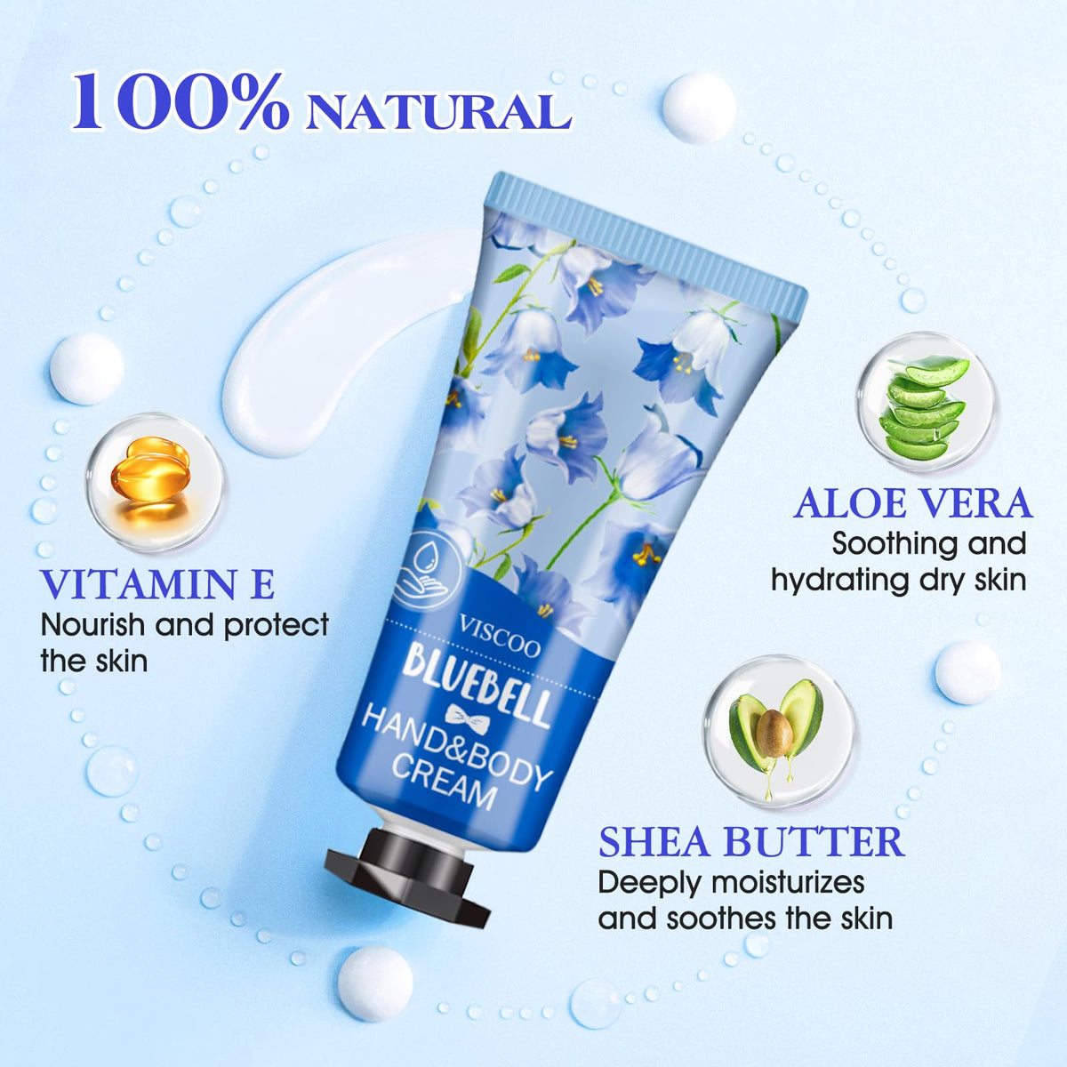 Front view of VISCOO hand creams in various scents
