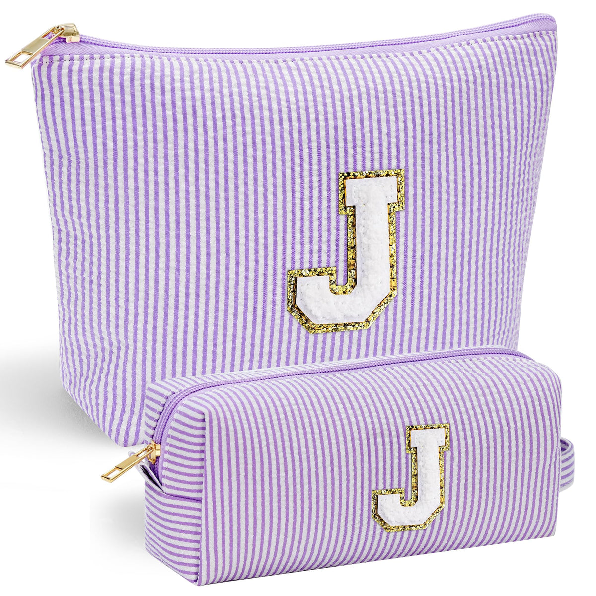 Front view of YOOLIFE personalised makeup bag with initial design in pink