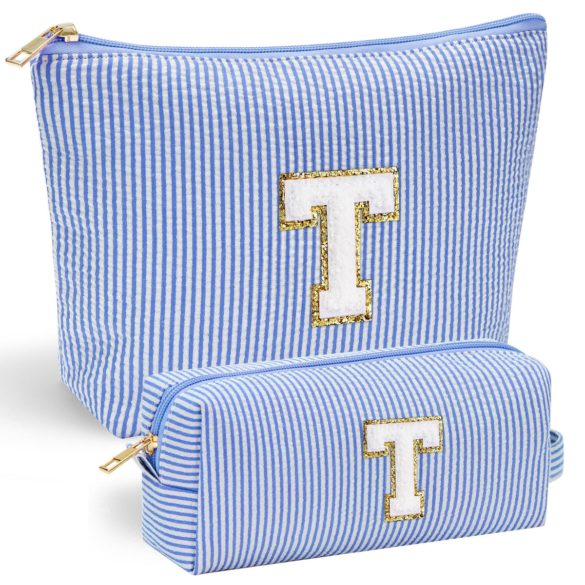 Front view of YOOLIFE Travel Makeup Bag with personalised initial
