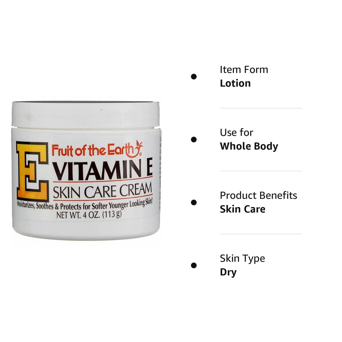 Fruit of the Earth Vitamin E Skin Care Cream application on skin