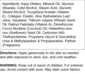 Fruit of the Earth Vitamin E Skin Care Cream with ingredients