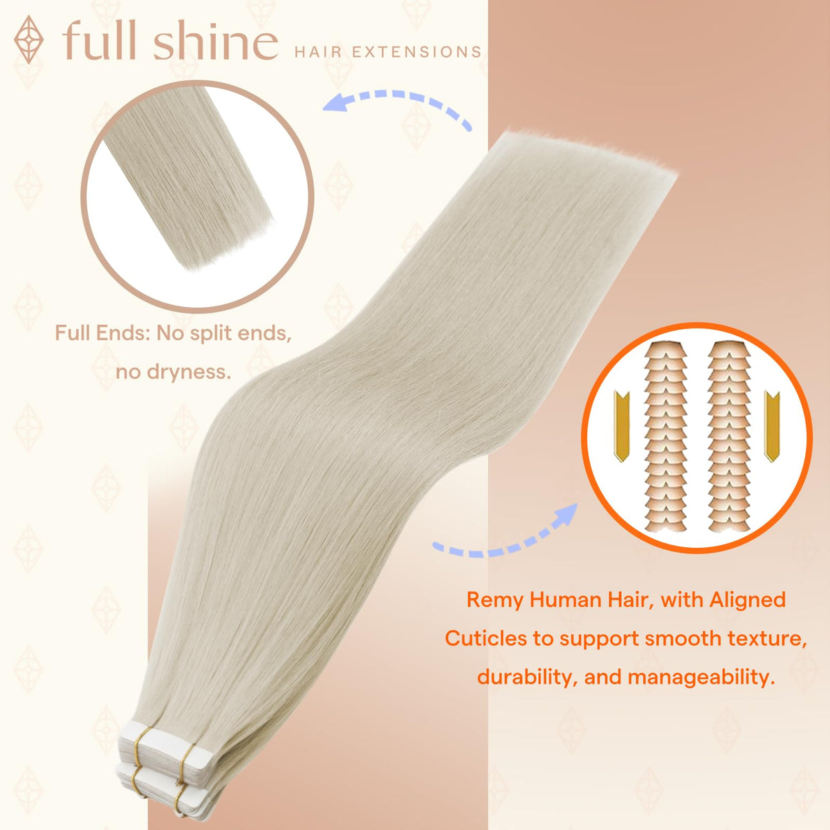 Fshine 22 Inch Ice Blonde Tape in Extensions packaging