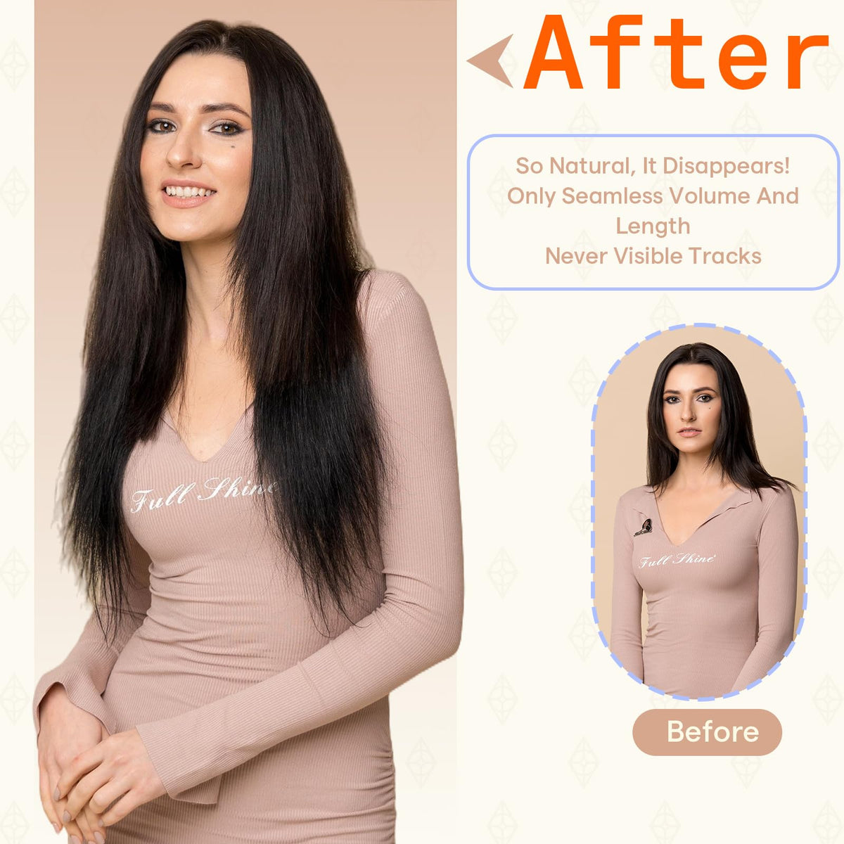 Fshine Hair Extensions displayed with styling tools