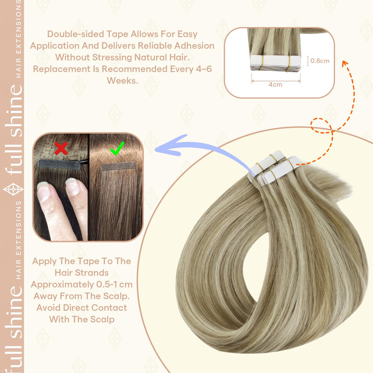 Fshine Tape In Extensions displayed in natural light