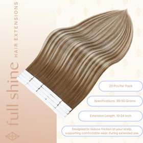 Fshine Tape In Hair Extensions 14 Inch close-up of hair texture