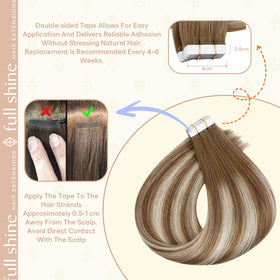 Fshine Tape In Hair Extensions 14 Inch displayed on a model