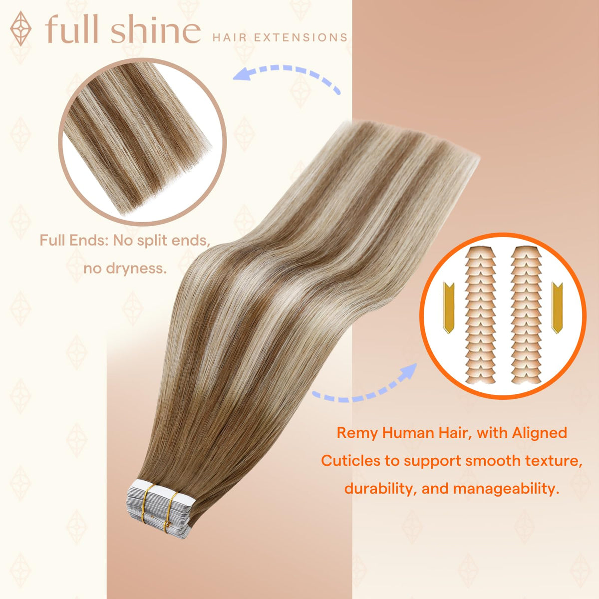 Fshine Tape In Hair Extensions 14 Inch packaging
