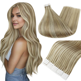 Fshine Tape in Hair Extensions Ash Blonde Mix front view
