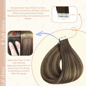 Fshine Tape In Hair Extensions displayed with natural hair