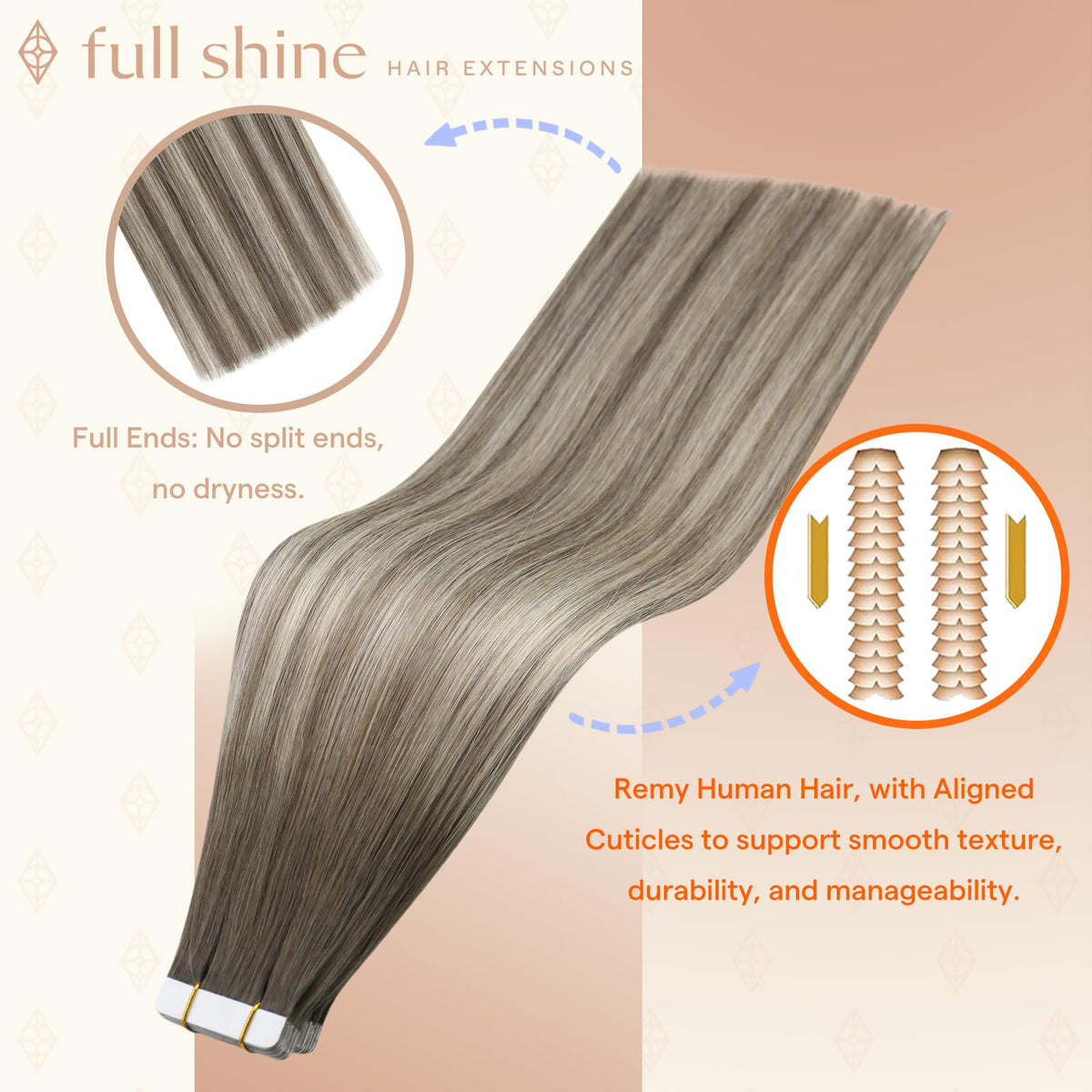 Fshine Tape In Hair Extensions packaging with details