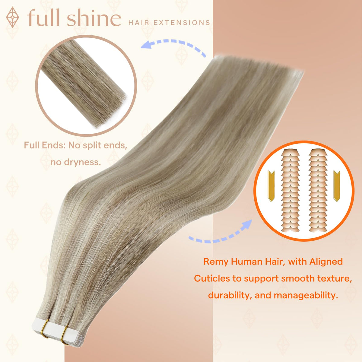 Fshine Tape in Hair Extensions packaging with product details