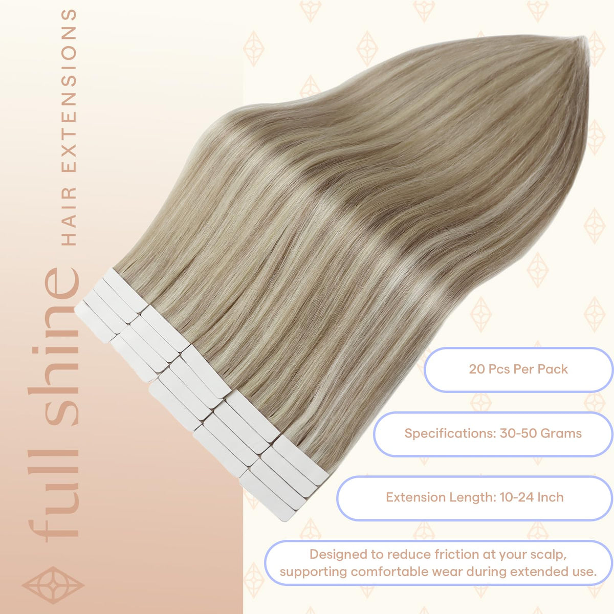 Fshine Tape in Hair Extensions showing double-sided tape