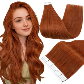 Fshine Tape-In Human Hair Extensions Bronzed Amber front view