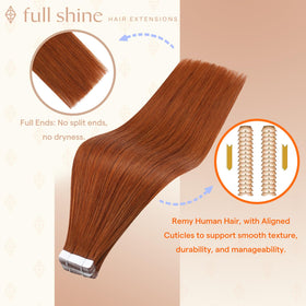 Fshine Tape-In Human Hair Extensions Bronzed Amber packaging