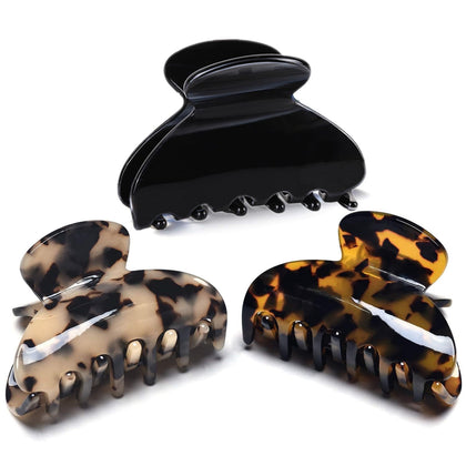 Fsmiling Medium Claw Hair Clips tortoise shell design front view