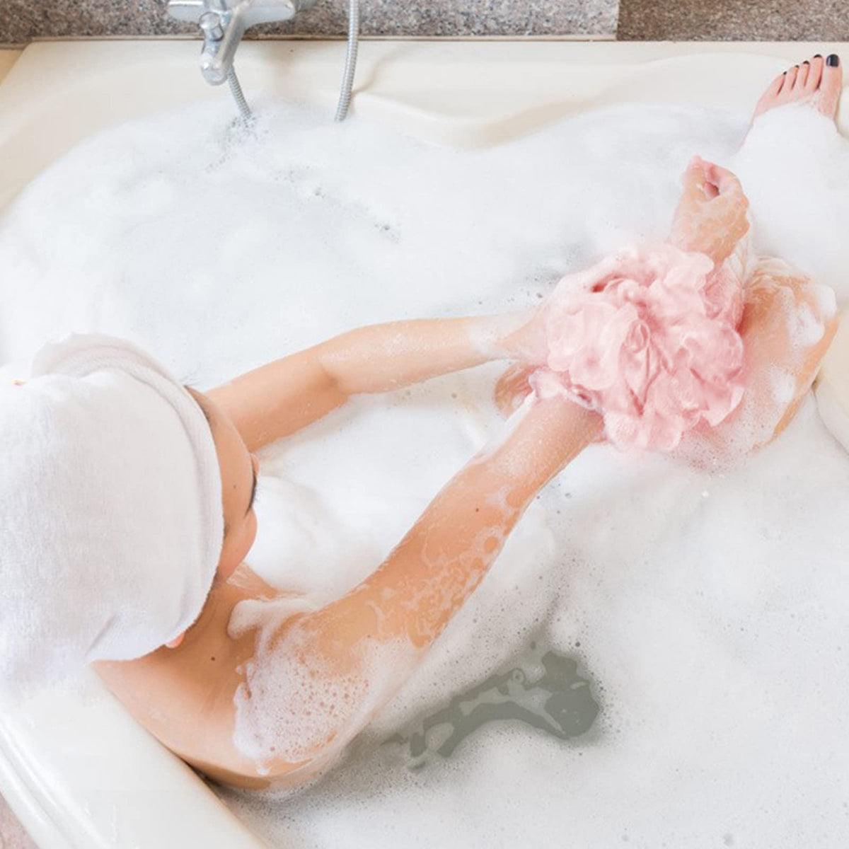 Fu Store Loofah Sponge in use during a shower