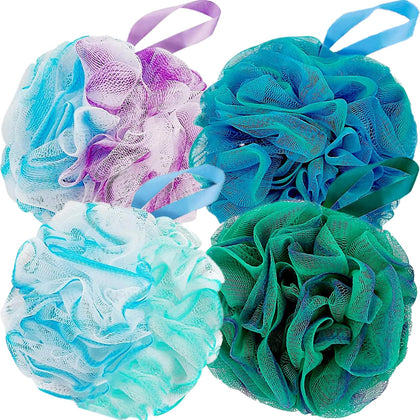 Fu Store Loofah Sponge Set 4 colourful sponges displayed together
