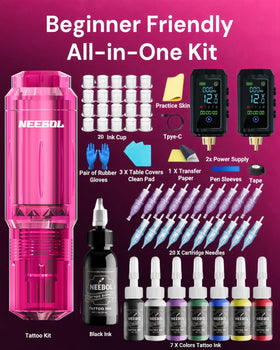 Full colour ink set included in Neebol tattoo kit