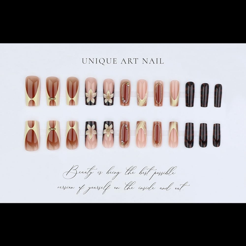 Full set of 24 BLGTGH press on nails with nail file and glue stickers