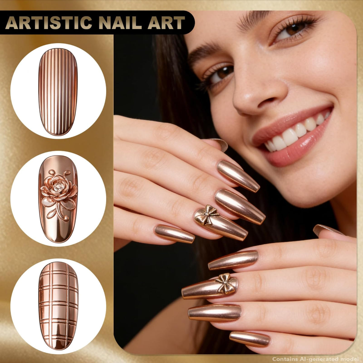 Full set of Artdone chrome nail powders displayed