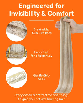 Full Shine 12 Inch Clip in Hair Extensions displayed with styling tools