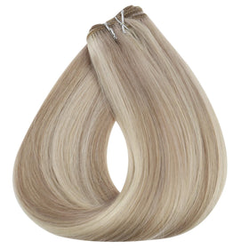 Full Shine 12 Inch Sew In Hair Extensions Ash Blonde back view