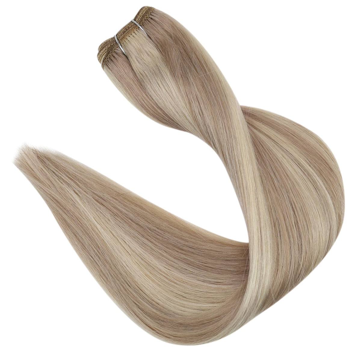 Full Shine 12 Inch Sew In Hair Extensions Ash Blonde close-up of weft