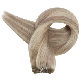 Full Shine 12 Inch Sew In Hair Extensions Ash Blonde in natural light