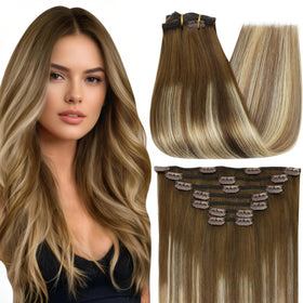 Full Shine 16 Inch Clip In Hair Extensions front view
