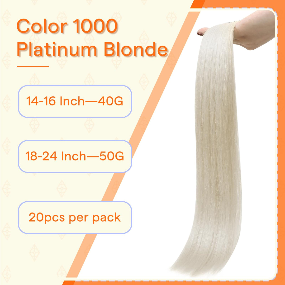 Full Shine 16 Inch Tape in Hair Extension Ice Blonde close-up