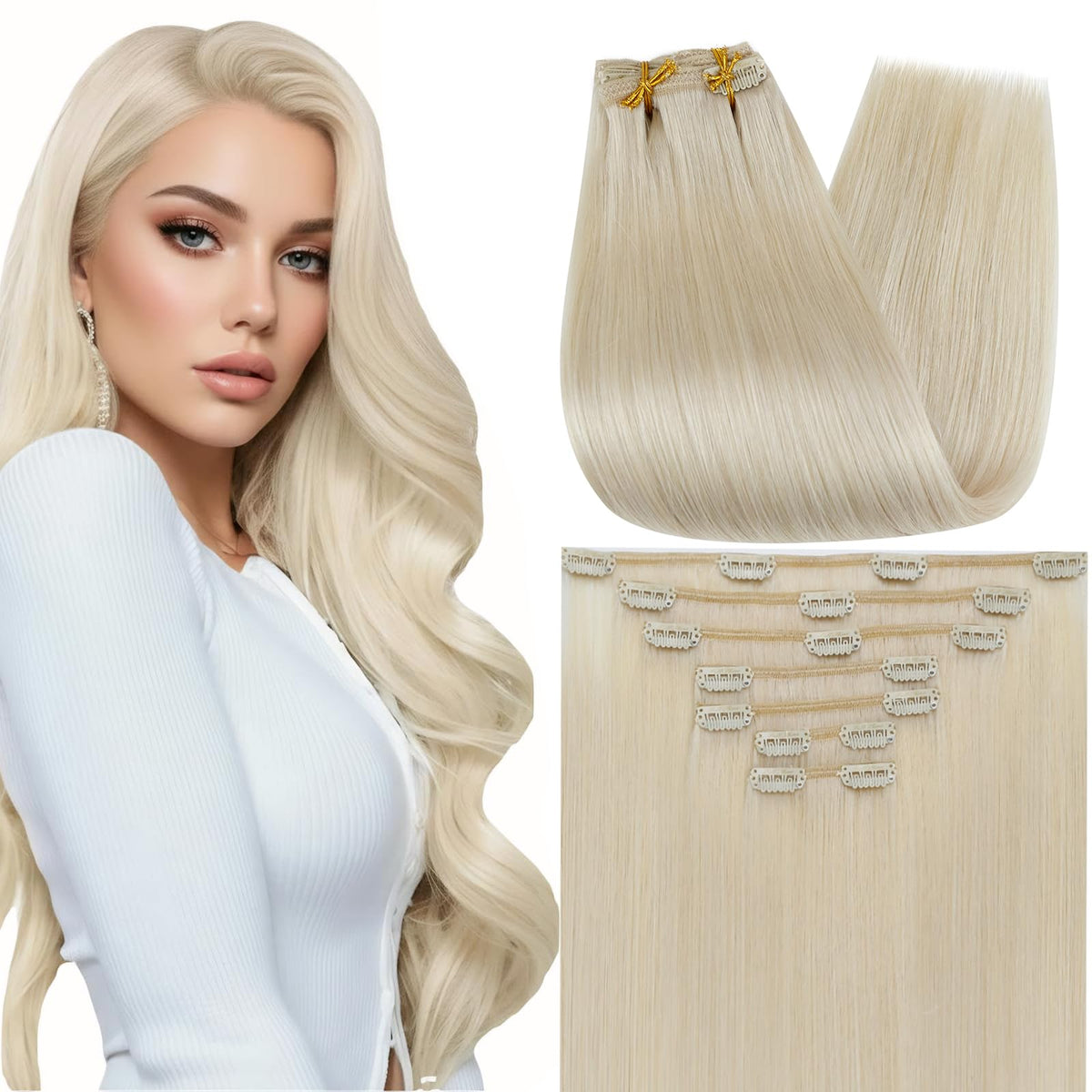 Full Shine 18 Inch Clip in Hair Extensions front view