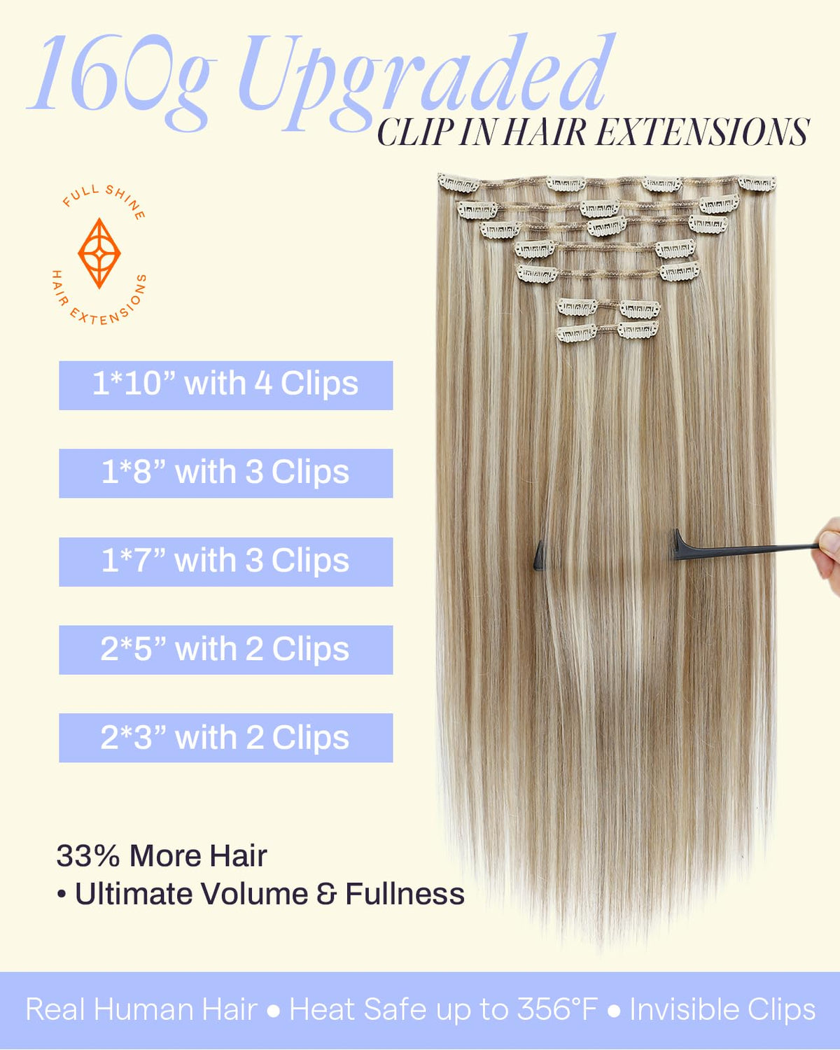 Full Shine 18 Inch Clip-in Hair Extensions packaging