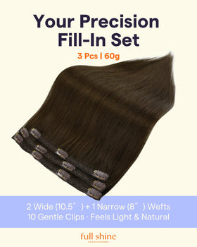 Full Shine 18 Inch Dark Brown Clip in Hair Extensions packaging