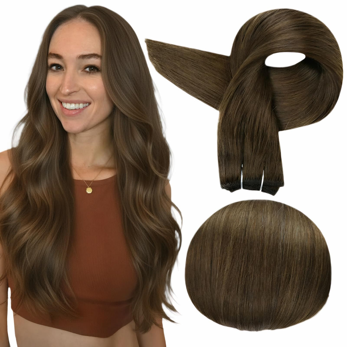 Full Shine 18 Inch Invisible Weft Hair Extensions front view