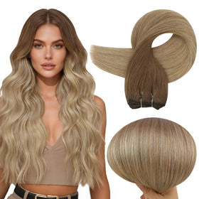 Full Shine 18 Inch Ombre Blonde Hair Extensions front view