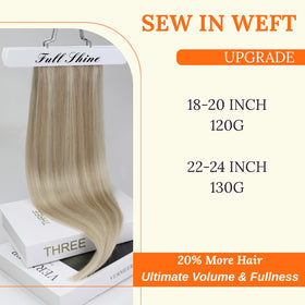 Full Shine 18 Inch Weft Hair Extensions Ash Platinum Blonde back view