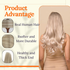 Full Shine 18 Inch Weft Hair Extensions Ash Platinum Blonde close-up of texture