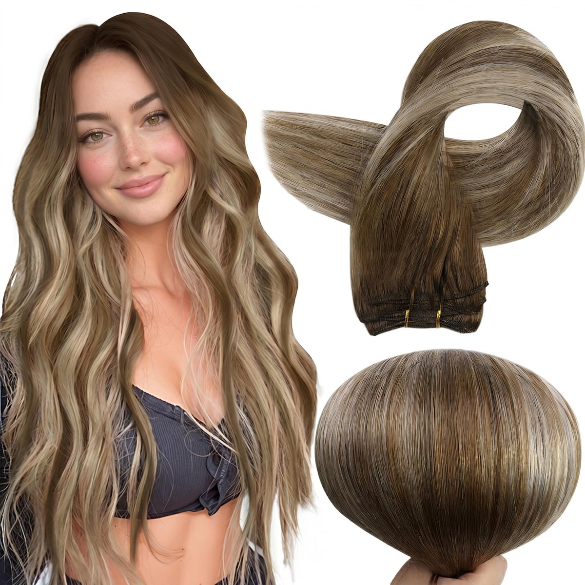 Full Shine 18 Inch Weft Hair Extensions front view