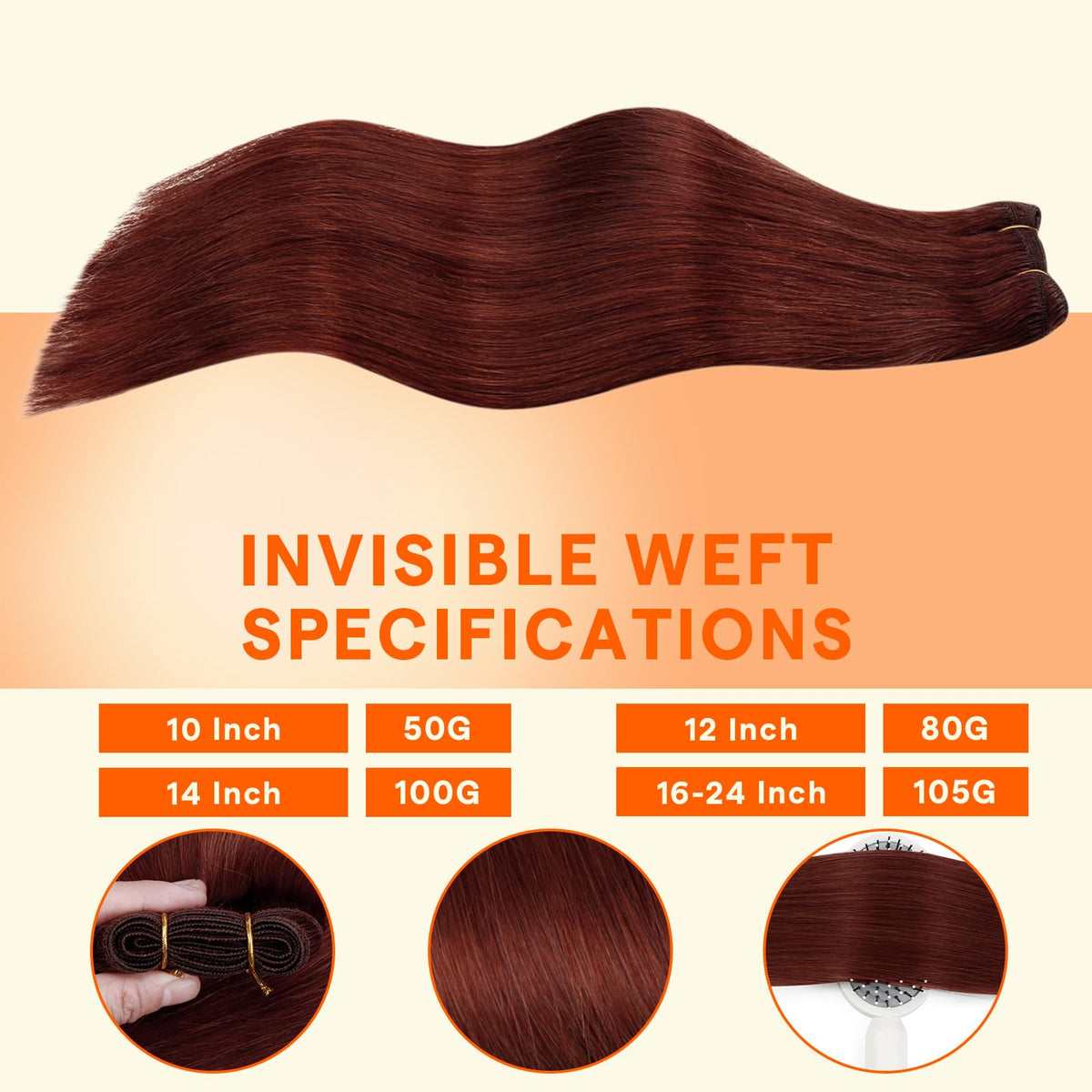 Full Shine 20 Inch Hair Extensions Cinnamon Copper close-up of texture