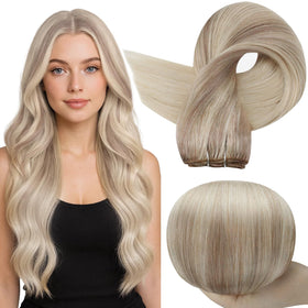 Full Shine 20 Inch Weft Hair Extensions Ash Blonde front view
