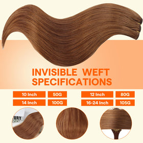 Full Shine 20 Inch Weft Hair Extensions Copper Auburn close-up of texture