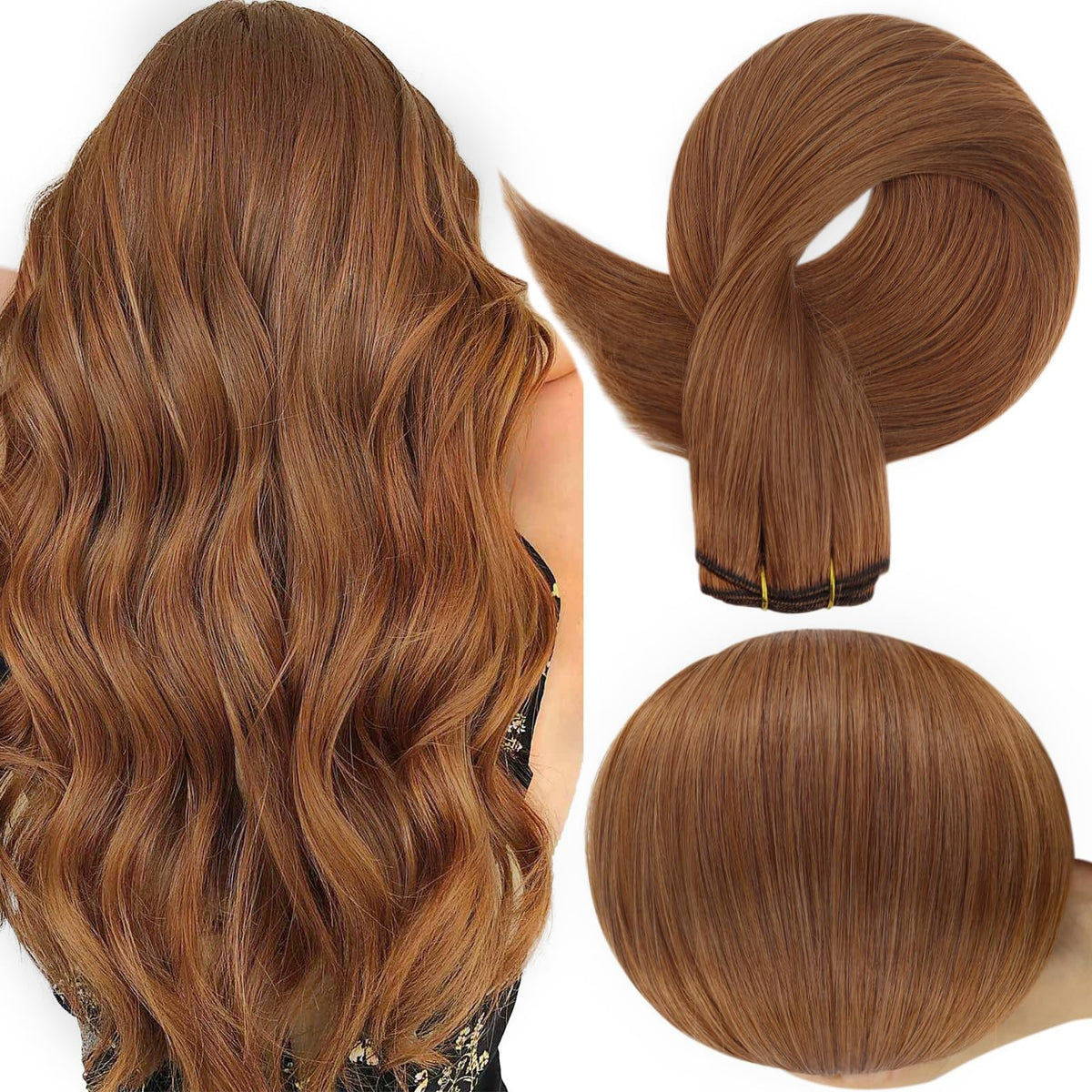 Full Shine 20 Inch Weft Hair Extensions Copper Auburn front view