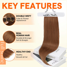 Full Shine 20 Inch Weft Hair Extensions Copper Auburn packaging